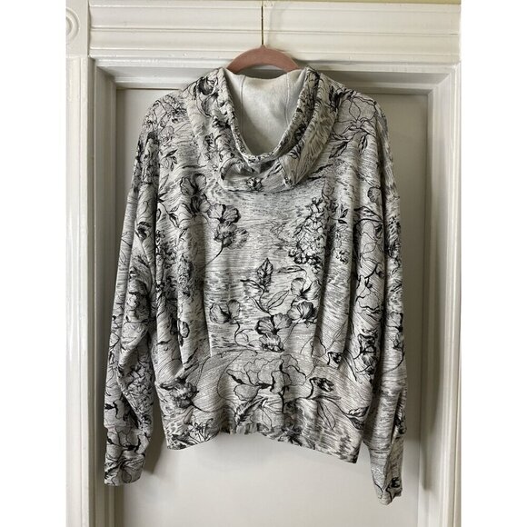 Athleta Eden Black and White Floral Ultra Soft Full Zip Hooded Sweatshirt Size M - Picture 3 of 7